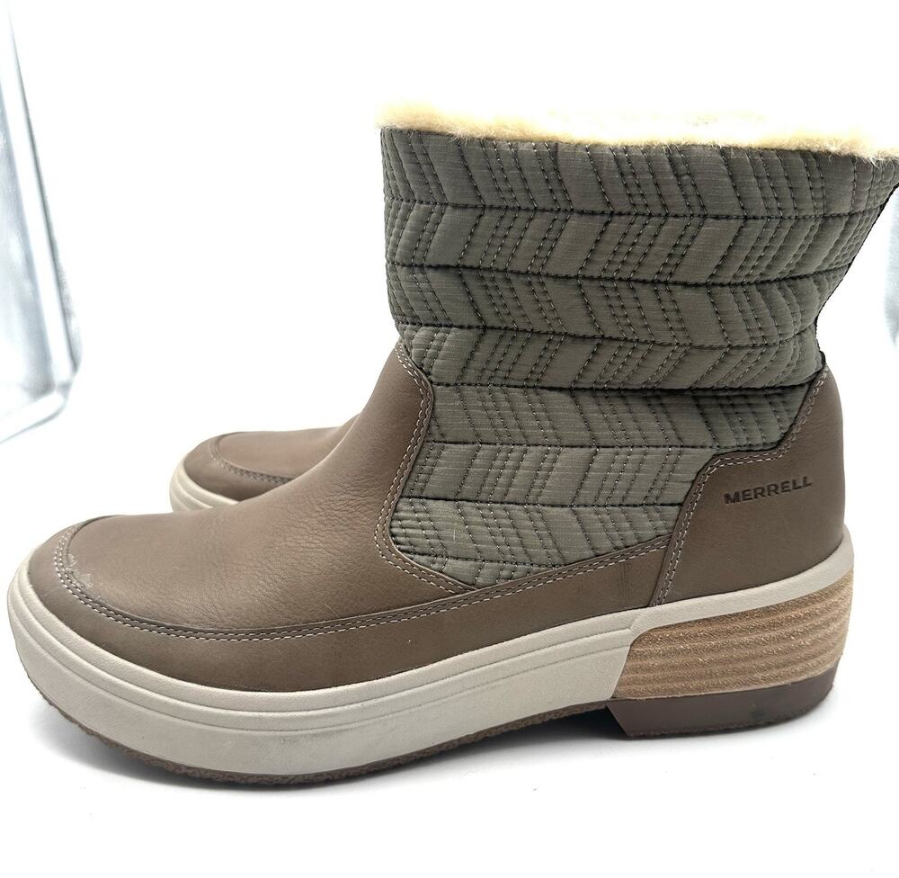 Merrell Haven Bluff Polar Brindle Waterproof Insulated Boot Women size 10